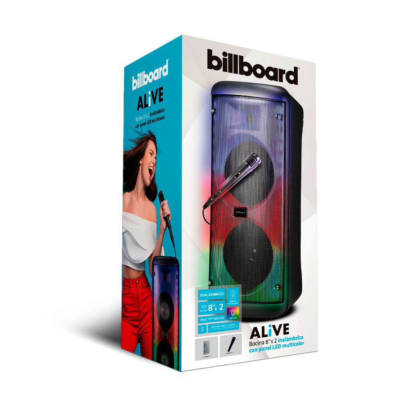 Bocina Inalámbrica portátil | Billboard Alive | 8" pulgadas, luz led