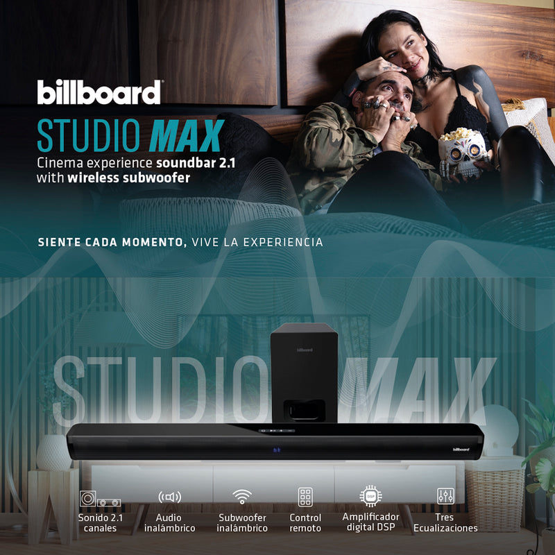 Barra de sonido Inalámbrica bocina | Billboard Studio Max | 2.1 Subwoofer inalámbrico-Experiencia de cine