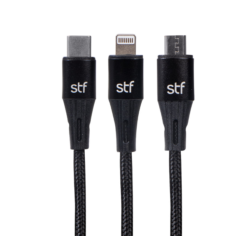 Cable para celular | STF 3 en 1 - 2A | Carga rápida 1.8 metros Negro