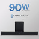 Barra de Sonido Home Audio Roku 2.1 con Subwoofer inalámbrico: Inmersión Total en tu Entretenimiento