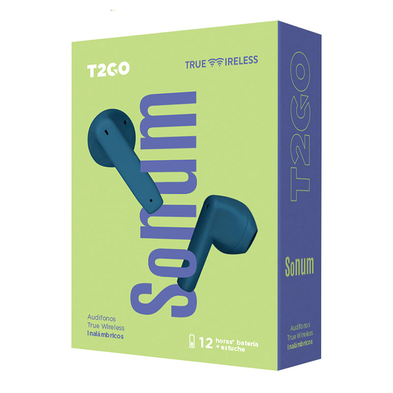 Audífonos Inalámbricos True Wireless | T2GO Sonum | 3hrs uso, Azul