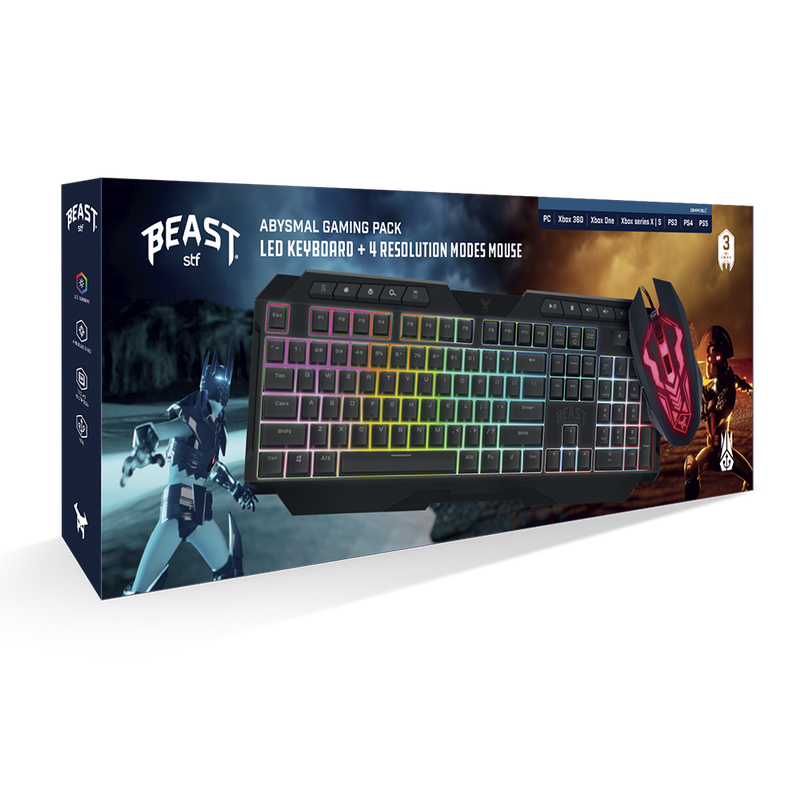 Kit teclado y mouse gamer |STF Beast abysmal |luz led gaming para computadora