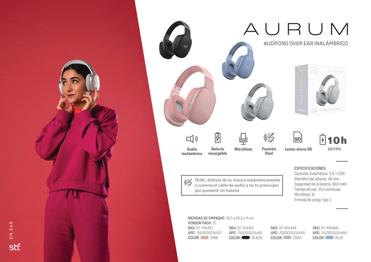 Audífonos Inalámbricos On-ear, STF Aurum