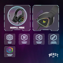 Audifonos Alambricos On Ear Muspell Prime Gaming Beast STF Bocina 50mm Micrófono Luz Led Negro