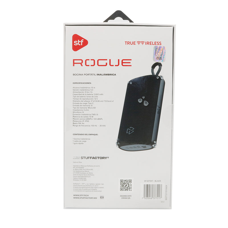 Bocina Inalámbrica portátil | STF Rogue | 2"pulgadas 12Hrs uso 10W función TWS protección IPX5