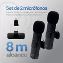 Kit 2 Micrófonos inalámbricos para celular | STF | Tipo C - Lightning con estuche