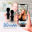Kit 2 Micrófonos inalámbricos para celular | STF | Tipo C - Lightning con estuche