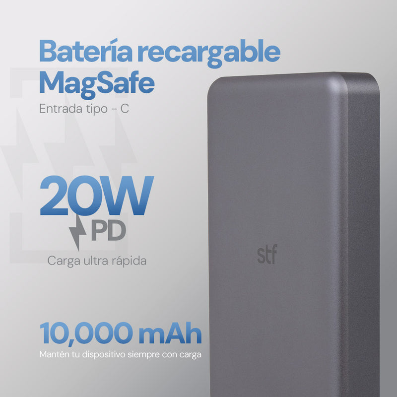 Batería STF Power Bank MagSafe: 10,000 mAh, 20W, Carga Ultra Rápida