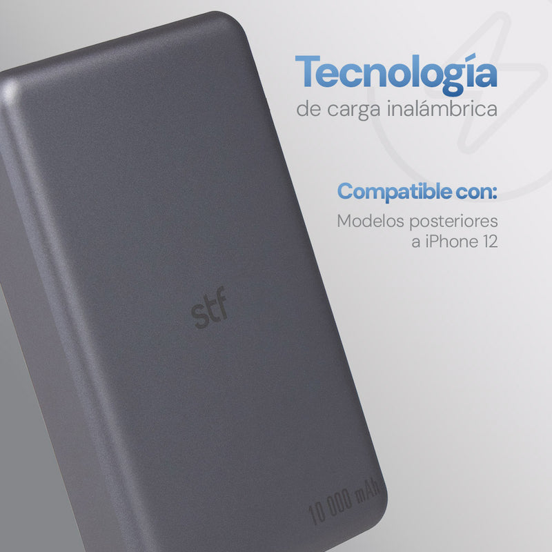 Batería STF Power Bank MagSafe: 10,000 mAh, 20W, Carga Ultra Rápida