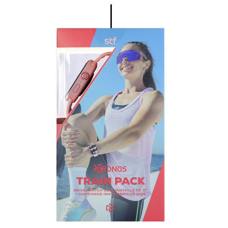 Kronos Train Pack STF: Smartwatch 2" + Audífonos Inalámbricos OWS, resistentes al agua