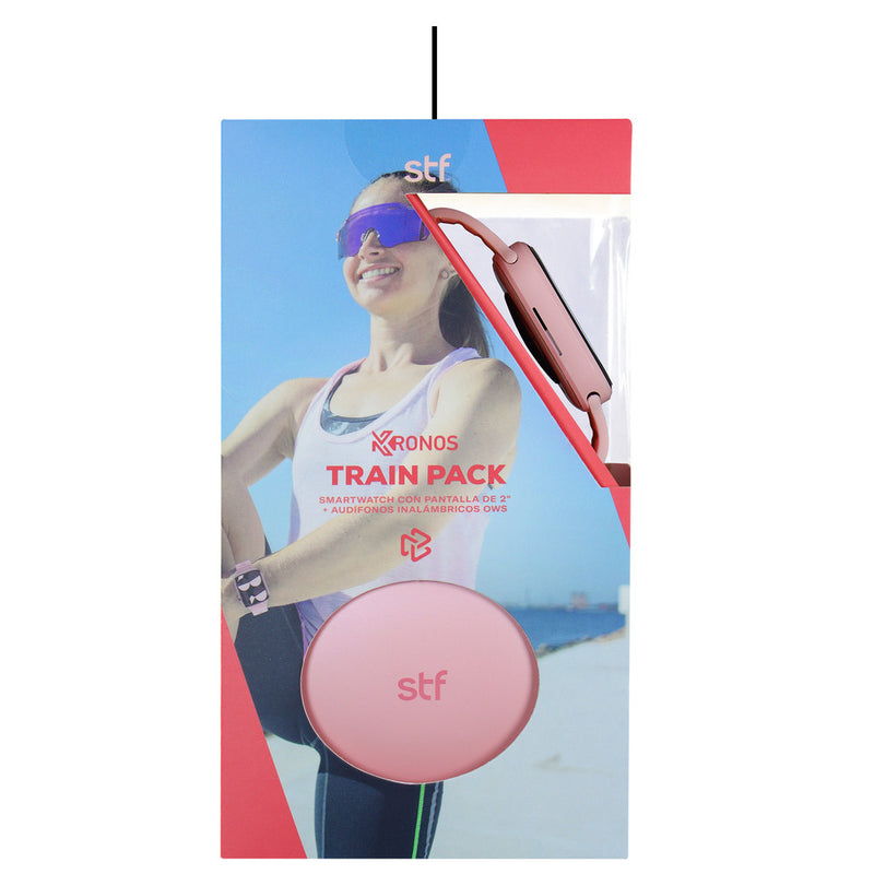 Kronos Train Pack STF: Smartwatch 2" + Audífonos Inalámbricos OWS, resistentes al agua