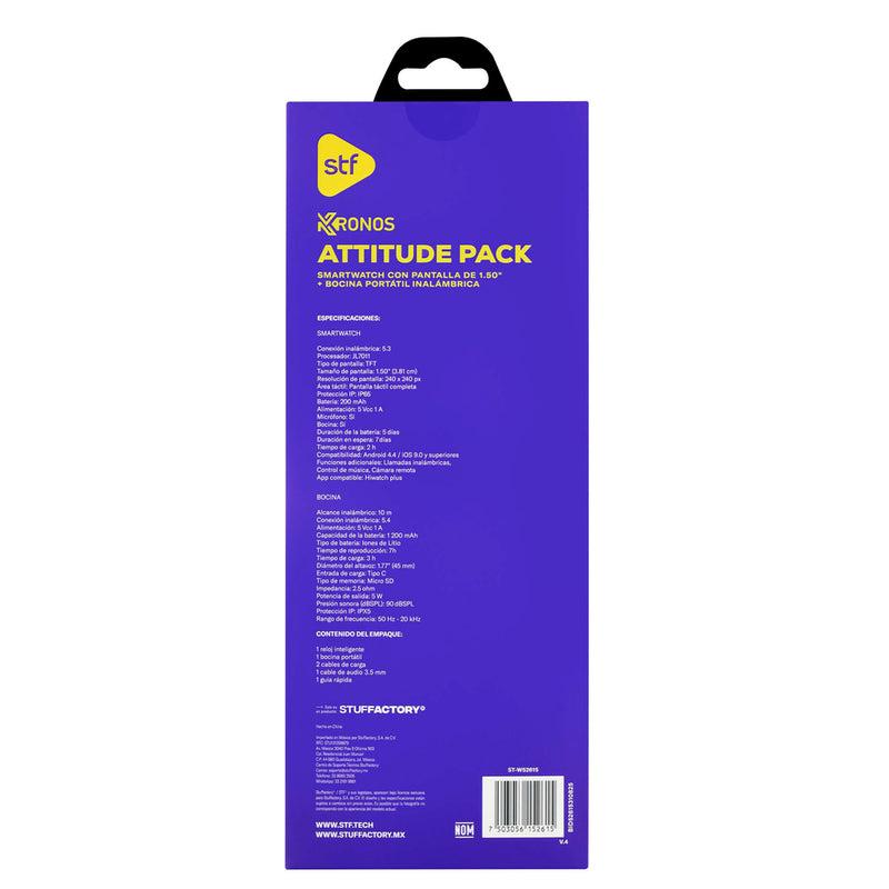 Kronos Attitude Pack STF: Smartwatch + Bocina Portátil IP67