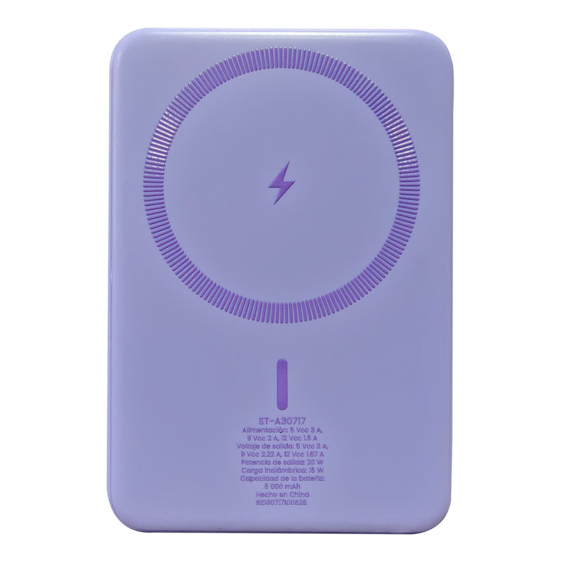 Batería Power Bank Portátil STF 5000 mAh 20W Carga Magnética Lila
