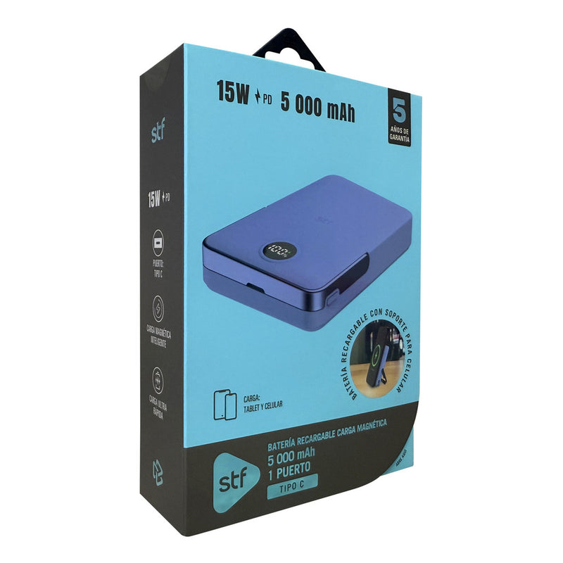 Batería Power Bank Portátil STF 5000 mAh 20W Carga Magnética Lila