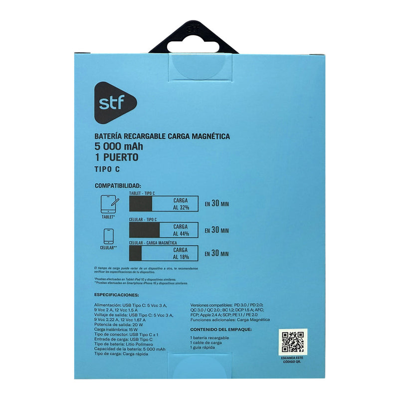 Batería Power Bank Portátil STF 5000 mAh 20W Carga Magnética Lila