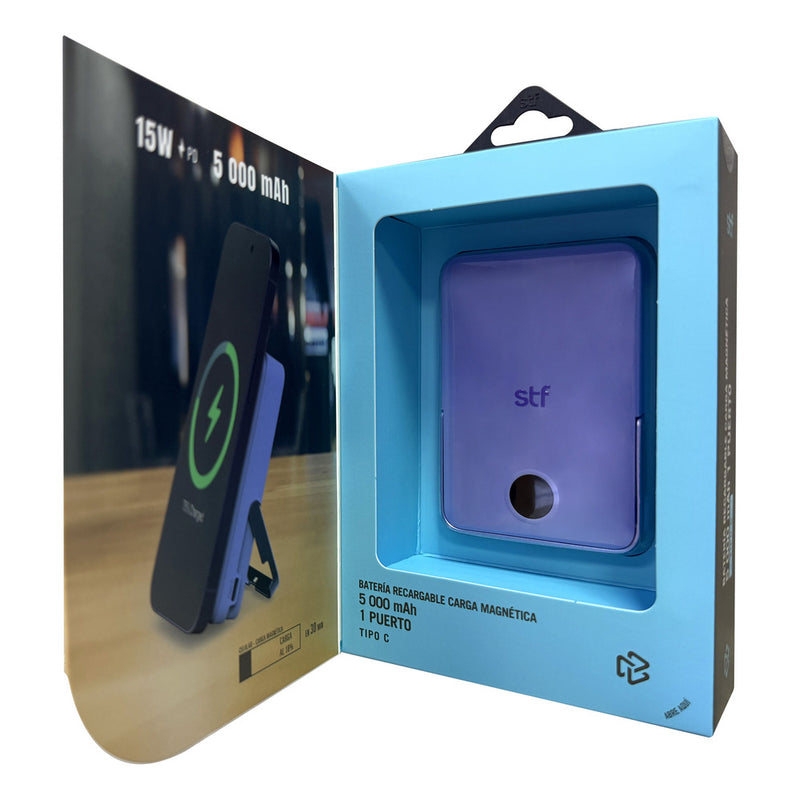 Batería Power Bank Portátil STF 5000 mAh 20W Carga Magnética Lila