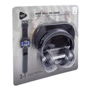 3 kit all in one STF: Audifonos On Ear + Smartwatch + Crossbody Negro