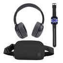 3 kit all in one STF: Audifonos On Ear + Smartwatch + Crossbody Negro