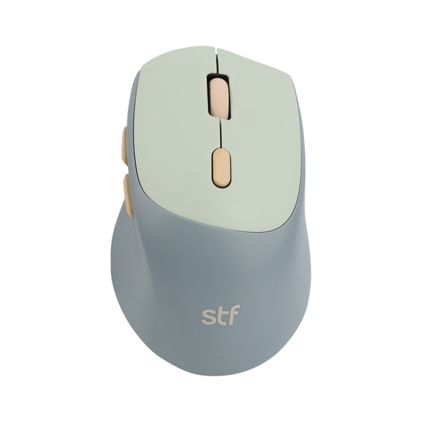 Mouse inalámbrico óptico STF VIVA: Batería recargable, 1600 DPI, Gris Menta