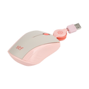 Mouse Alámbrico Retráctil STF VIVA: 1600 DPI, Ergonómico, USB, 80cm, Rosa