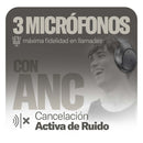 Audífonos inalámbricos On ear STF One Plus ANC: 44 hrs uso, función dual, Negro