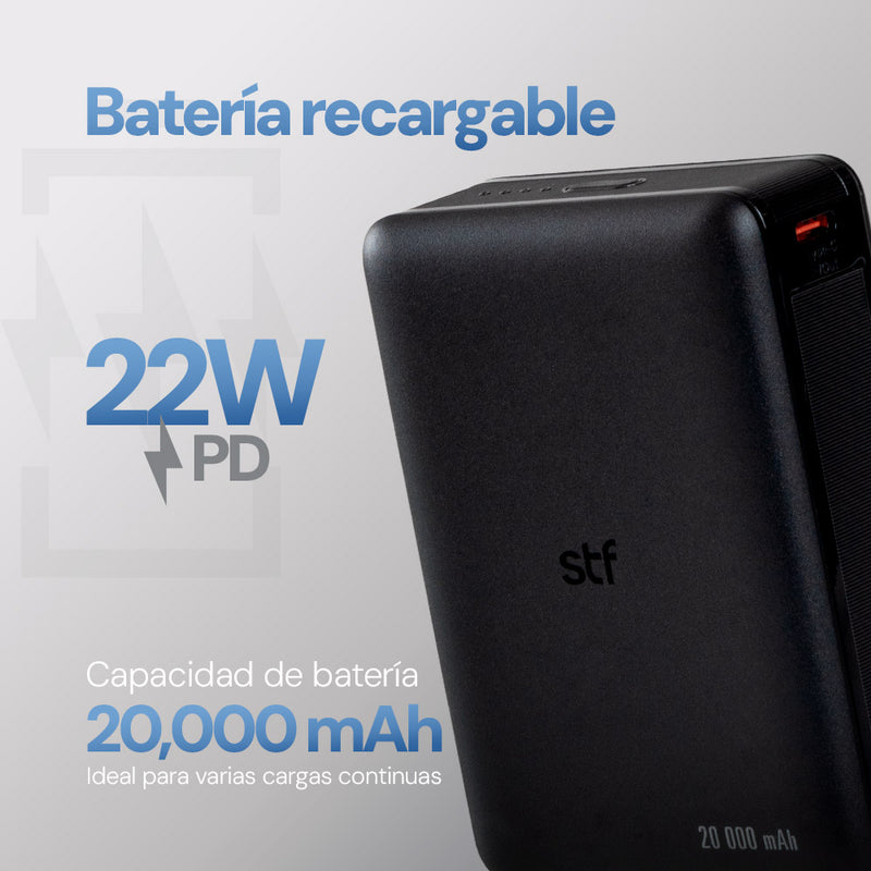 Bateria power bank 22W 10,000 mAh Carga Ultra rápida