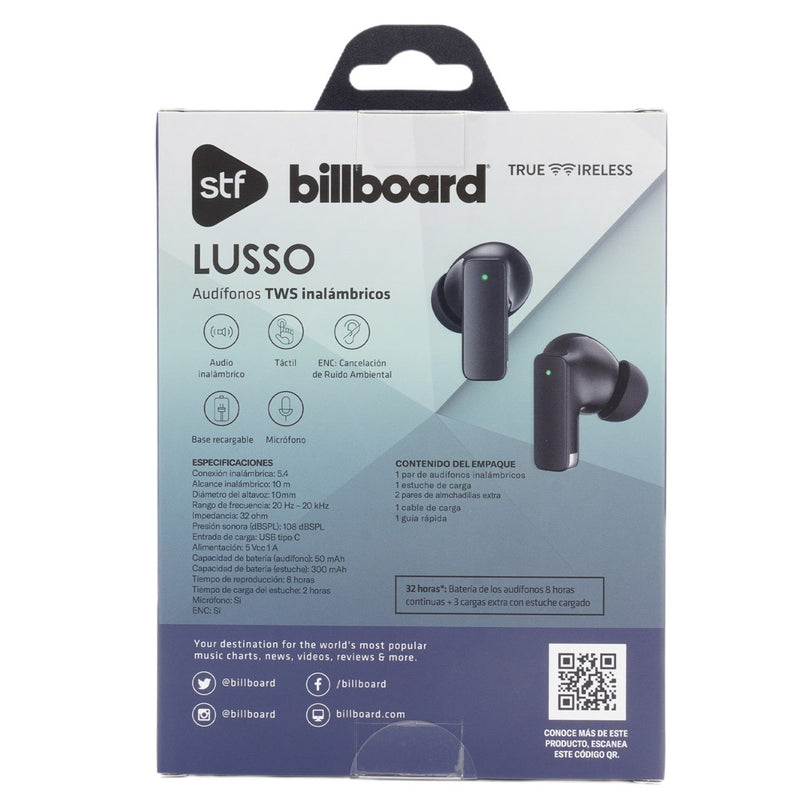 Audífonos inalámbricos TWS STF Billboard Lusso: 32 h de batería, ENC, Negro