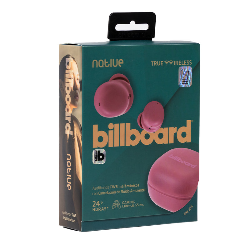 Audífonos Inalámbricos TWS | Billboard Native ENC | 6hrs uso protección IPX4 Tinto