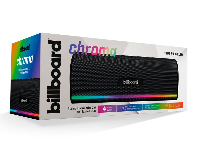 Bocina Inalámbrica portátil | Billboard Chroma | 2" pulgadas, luz led, IPX5