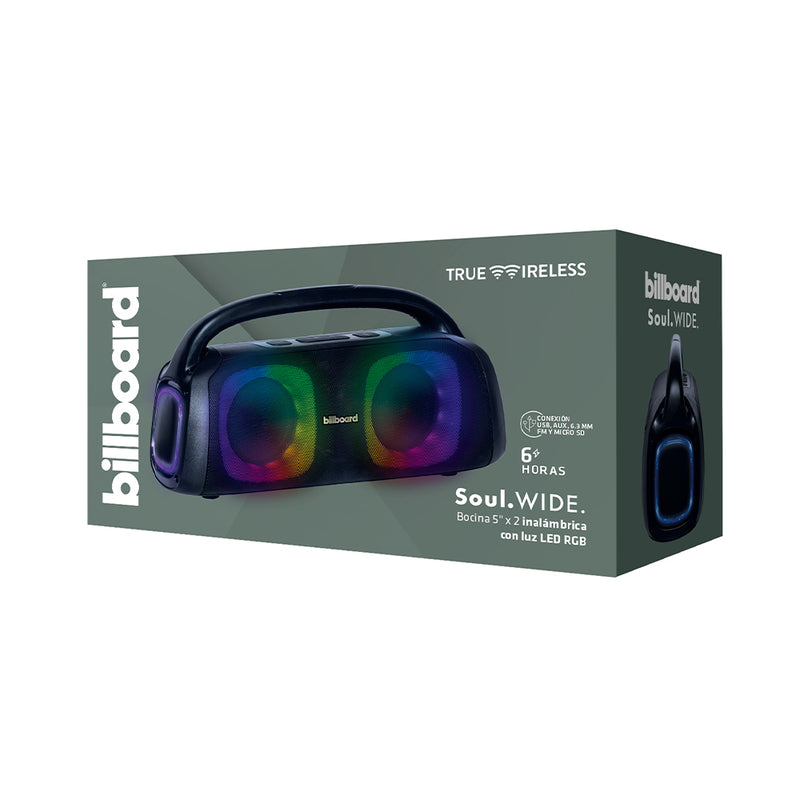 Bocina Inalámbrica portátil | Billboard Soul Wide | 2 x 5" pulgadas 6hrs uso 50W función TWS