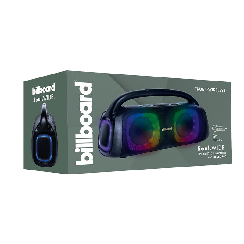 Bocina Inalámbrica portátil | Billboard Soul Wide | 2 x 5" pulgadas 6hrs uso 50W función TWS
