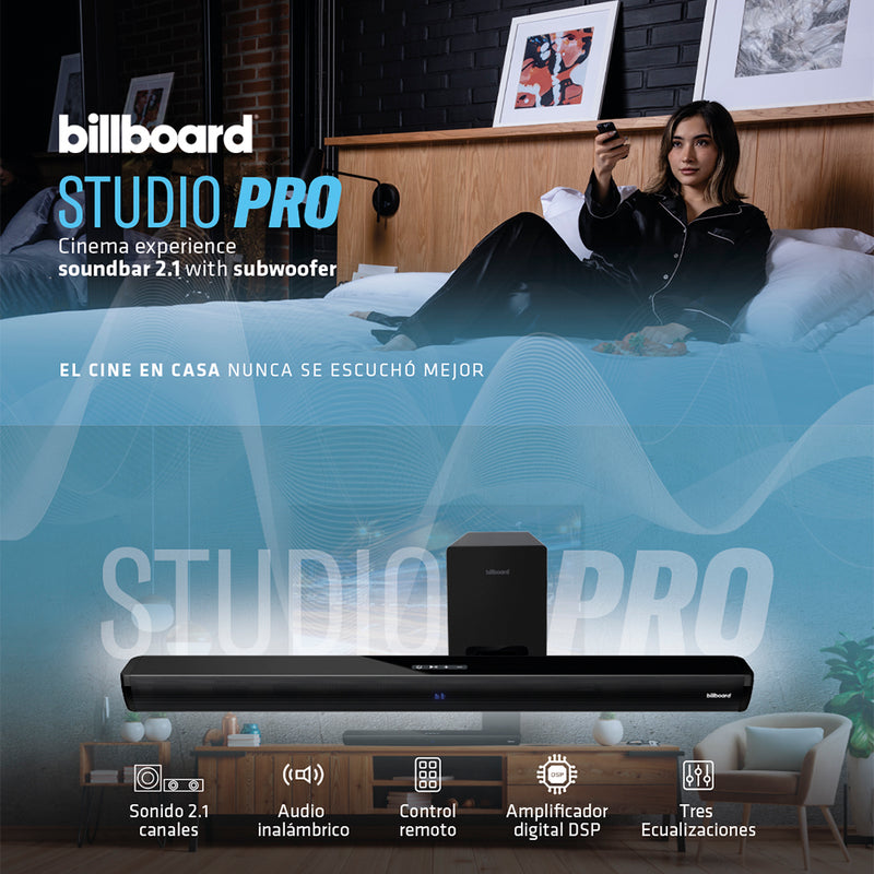 Barra de sonido Inalámbrica bocina | Billboard Studio Pro | 2.1 Experiencia de cine