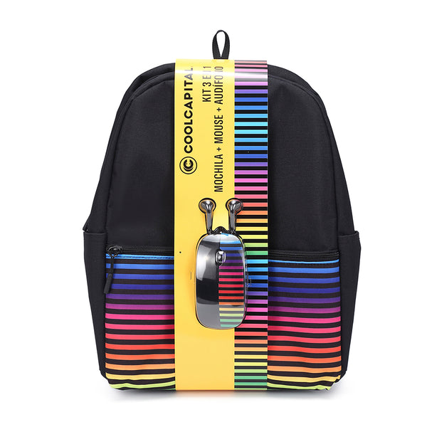 Mochila para laptop + mouse alámbrico | CoolCapital Arcoiris | 15" pulgadas combo