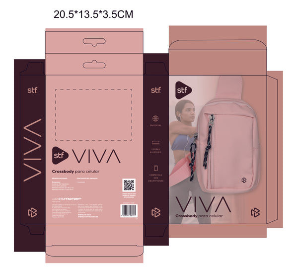 Crossbody para Celular STF VIVA: Universal, Ajustable, Compacta, Rosa
