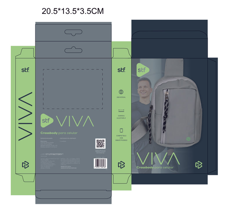 Crossbody para Celular STF VIVA: Universal, Ajustable, Compacta, Gris
