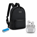 Back To School Kit Black 1 STF Audífonos Tws Mochila y Batería