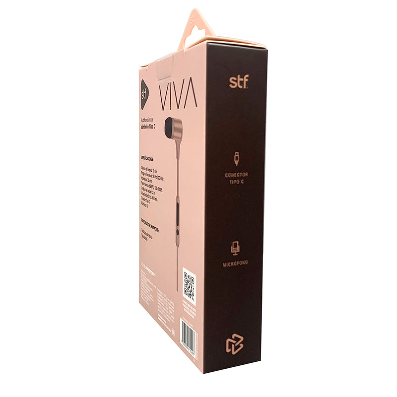 Audífonos alámbricos In-Ear STF VIVA: Tipo C, 10mm Rosa