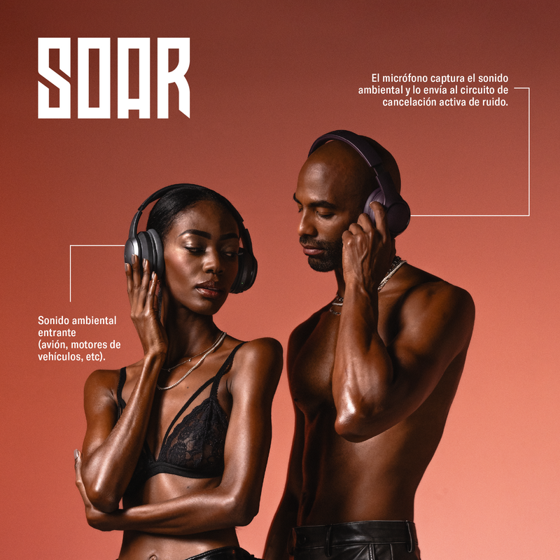 Audífonos inalámbricos On ear | STF Soar ANC | 30 hrs uso función dual morado
