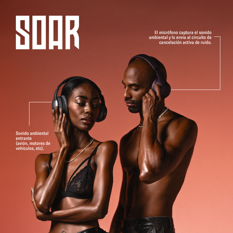 Audífonos inalámbricos On ear | STF Soar ANC | 30 hrs uso, Gris