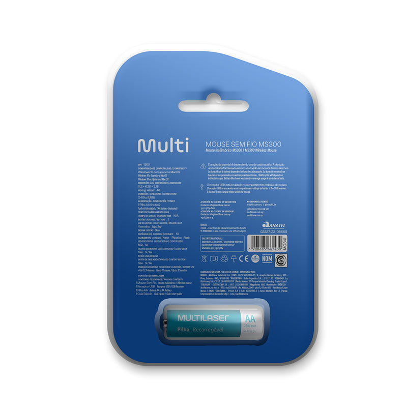 Mouse inalámbrico | Multi SEM FIO MS300 | Clic silencioso, 1200dpi Blanco
