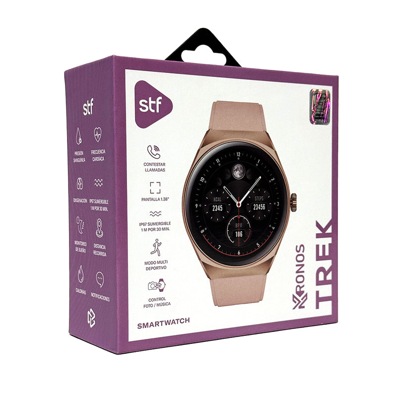 Smartwatch reloj inteligente | STF Kronos Trek | Resistencia al agua IP67 Rosa