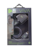 3 Pack Carga Ultra Rápida STF VIVA: Cargador 20W + Cable 60 W Tipo C-Tipo C + Kit protector Gris
