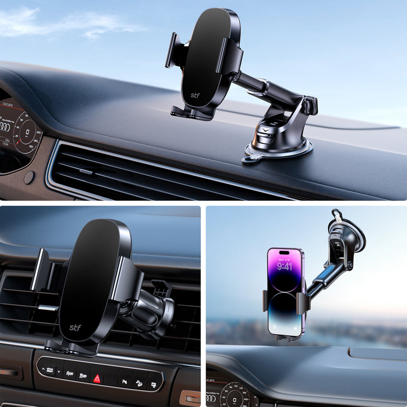 Soporte Celular Auto 3 en 1: Tablero, Parabrisas, Ventilación 360° Automático