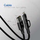 Cable 4 en 1 Tipo C/USB a Tipo C/Lightning 60W Carga Rápida 1.8m