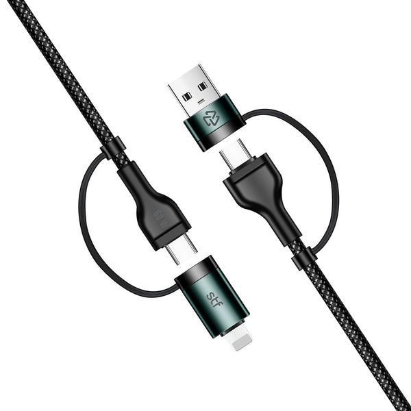 Cable Carga Ultra Rápida | STF 4 en 1 | 1.8 metros Tipo C-USB / Tipo C- Lightning