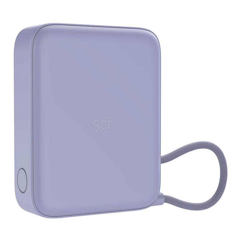 Batería Power Bank Portátil STF 10 000 mAh 20W PD Cable tipo C integrado Lila
