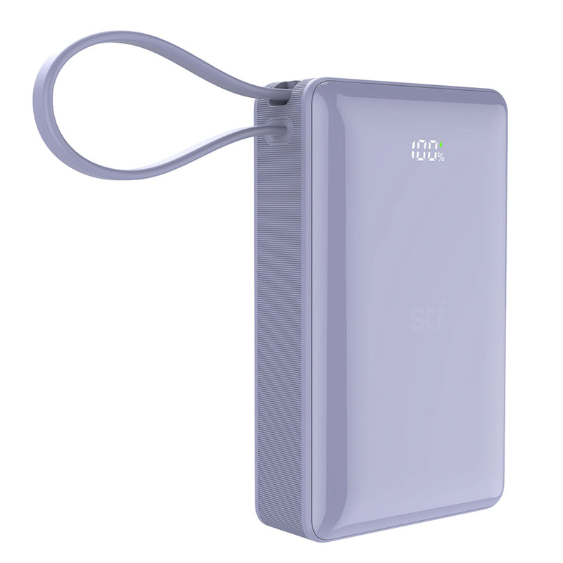 Batería Power Bank Portátil STF 20 000 mAh 20W PD Cable tipo C Lila