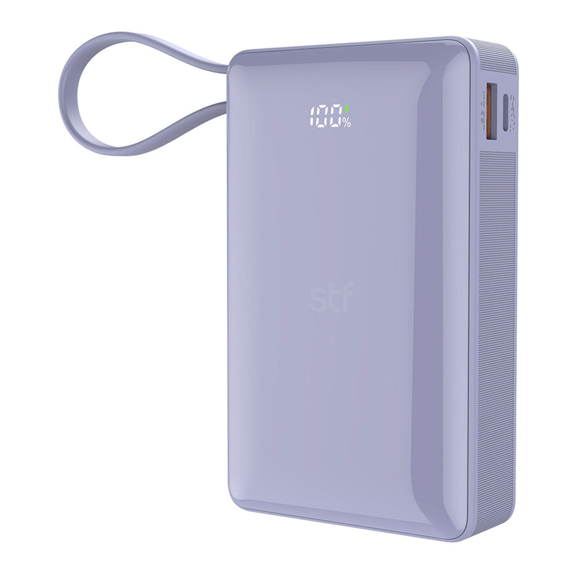 Batería Power Bank Portátil STF 20 000 mAh 20W PD Cable tipo C Lila