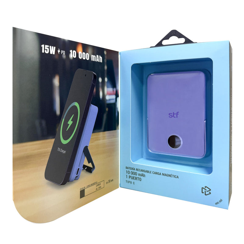 Batería Power Bank Portátil STF 10 000 mAh 20W Carga Magnética Lila