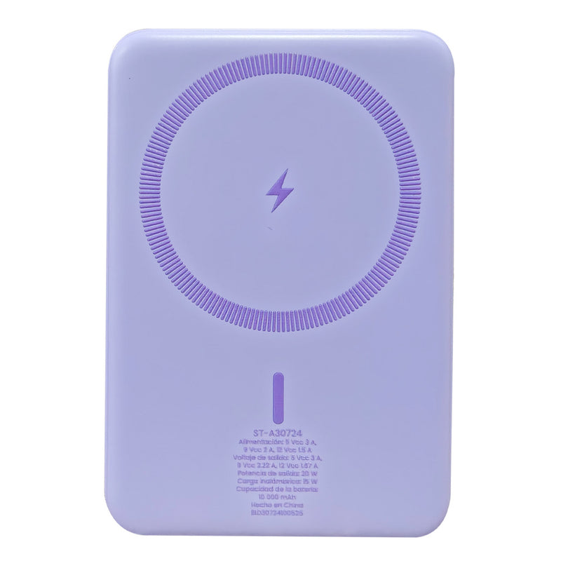 Batería Power Bank Portátil STF 10 000 mAh 20W Carga Magnética Lila